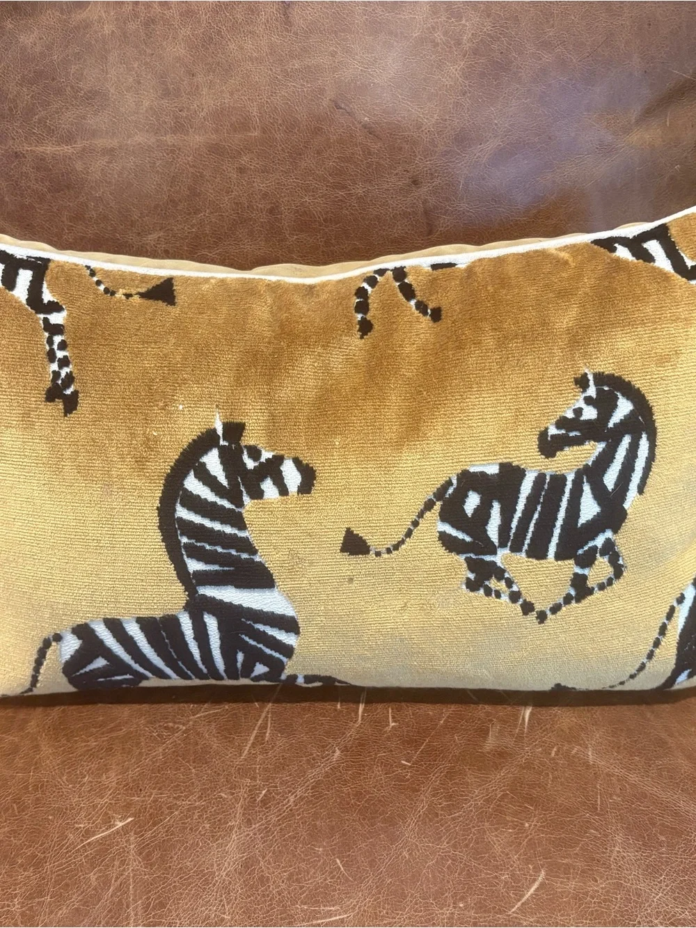 Mustard Yellow Zebra Print Lumbar Pillow - Unbranded